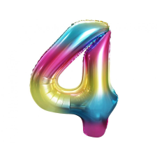Szivárvány Rainbow 4-es szám fólia lufi 85 cm party kellék