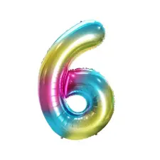  Szivárvány Rainbow 6-os szám fólia lufi 85 cm party kellék