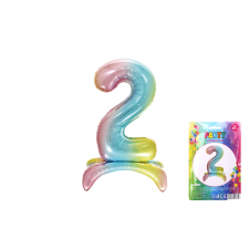 Szivárványos, felfújható szám lufi - 2-es party kellék