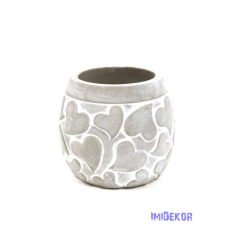  Szivecske mintás cement kaspó M9,5cm dekorációs kellék