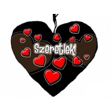 Szívpárna, fekete, szívek, szeretlek lakástextília