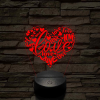 Szívvel és love-al 7 színű 3D led lámpa