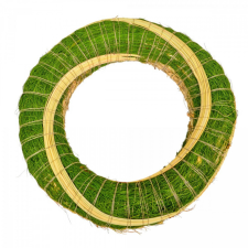  Szizállal cirokkal tekert széna alap zöld 25cm dekorációs kellék