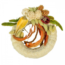  Szizálos szalma koszorú szárazvirág díszítéssel 15cm dekorációs kellék