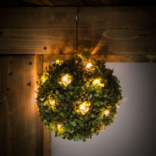  Szolár bukszus - felakasztható - 25 cm - 20 melegfehér LED kültéri világítás