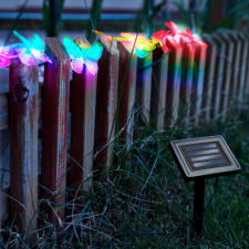 Szolár fényfüzér pillangó 2,9 m - 10 színes LED kültéri világítás