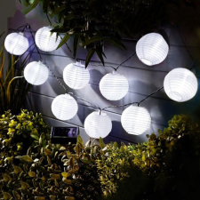  Szolár lampion fényfüzér - 10 db fehér lampion kültéri világítás