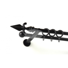  Szolnok fekete 2 rudas fém karnis szett - modern tartóval karnis, függönyrúd