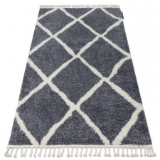 Szőnyeg BERBER CROSS B5950 szürke / fehér Rojt shaggy bozontos 140x190 cm lakástextília