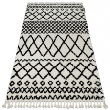 Szőnyeg BERBER SAFI N9040 fehér / fekete Rojt shaggy bozontos 140x190 cm lakástextília