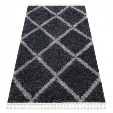 Szőnyeg BERBER UNION 3482 rácsozat szürke Rojt shaggy bozontos 120x170 cm lakástextília