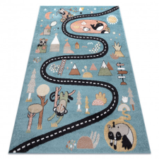  Szőnyeg FUN Route gyerekeknek, utca, állatok kék 80x150 cm lakástextília