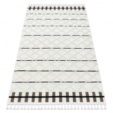 Szőnyeg SEVILLA Y611A lugas, gyémánt barna / fehér Rojt Berber shaggy 180x270 cm lakástextília