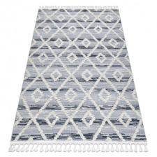 Szőnyeg SEVILLA Z555A lugas, gyémánt szürke / fehér Rojt Berber shaggy 200x290 cm lakástextília