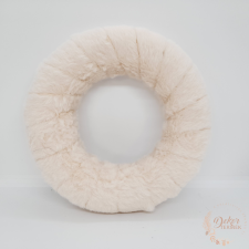  Szőrmés koszorú alap - ekrü - 20 cm dekorációs kellék