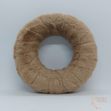  Szőrmés koszorú alap - világos barna - 20 cm dekorációs kellék