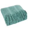  Szőtt akril takaró rojtokkal Sötét menta 130x170 cm
