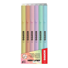  Szövegkiemelő készlet, 0,5-5 mm, KORES , 6 különböző pasztell szín filctoll, marker