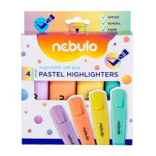 Szövegkiemelő készlet, Nebulo, 4 klf. pasztell szín filctoll, marker