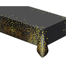 Születésnap Black Gold Dots, Fekete fólia asztalterítő 137x183 cm party kellék