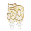 Születésnap Gold, Arany csillámos tortagyertya, számgyertya 50-es