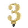 Születésnap Gold Metallic, Arany számgyertya, tortagyertya 3-as