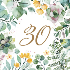 Születésnap Happy Birthday 30 Floral Frame szalvéta 20 db-os 33x33 cm party kellék