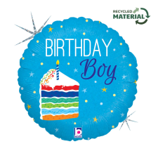 Születésnap Happy Birthday Cake Boy Holo fólia lufi 46 cm party kellék