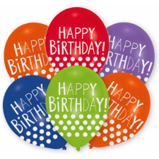 Születésnap Happy Birthday Dots léggömb, lufi 6 db-os 11 inch (27,5cm) party kellék