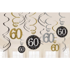 Születésnap Happy Birthday Gold 60 Szalag dekoráció 12 db-os szett party kellék
