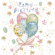 Születésnap Happy Birthday Pastel Balloons szalvéta 20 db-os 33x33 cm party kellék