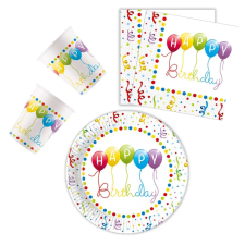Születésnap Happy Birthday Streamers party szett 36 db-os 23 cm-es tányérral party kellék