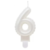 Születésnap Pearly White, fehér számgyertya, tortagyertya 6-os
