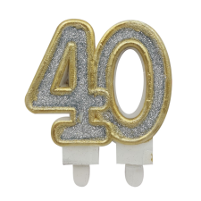  Születésnapi számgyertya – 40 – Ezüst party kellék
