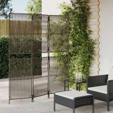  Szürke 3-paneles polyrattan térelválasztó bútor