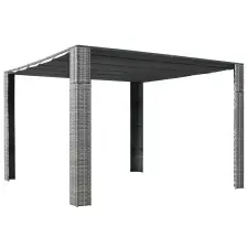  Szürke és antracit polyrattan pavilon tetővel 300x300x220 cm kerti tárolás