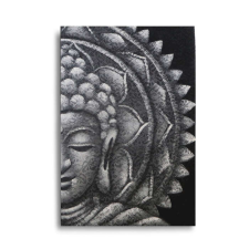 Szürke Feles Buddha Mandala 60x80cm grafika, keretezett kép