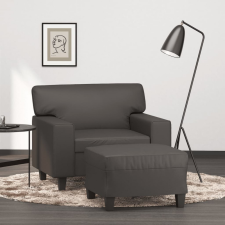  szürke műbőr kanapéfotel lábtartóval 60 cm bútor