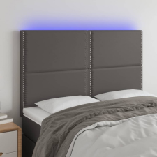  Szürke műbőr LED-es fejtámla 144x5x118/128 cm ágy és ágykellék