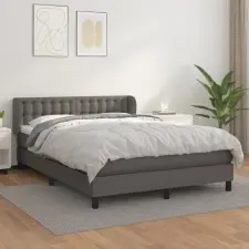  szürke műbőr rugós ágy matraccal 140 x 200 cm ágy és ágykellék