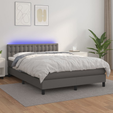 szürke műbőr rugós ágy matraccal és LED-del 140x200 cm ágy és ágykellék
