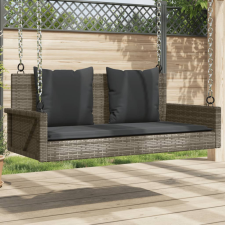 Szürke polyrattan hintapad párnákkal 119x56x48 cm hintaágy