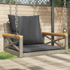  Szürke polyrattan hintapad párnákkal 63 x 62 x 40 cm