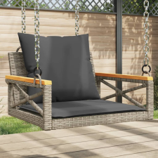  Szürke polyrattan hintapad párnákkal 63 x 62 x 40 cm hintaágy