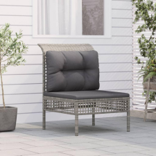 szürke polyrattan kerti középső kanapé párnával kerti bútor