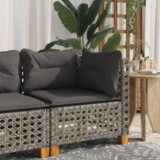  szürke polyrattan kerti sarokkanapé párnával kerti bútor