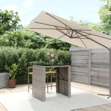  szürke polyrattan üveglapos kerti asztal 105 x 80 x 110 cm kerti bútor