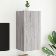  szürke sonoma színű fali TV-szekrény LED-ekkel 40,5x35x80 cm bútor