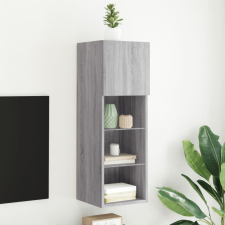 szürke sonoma színű TV-szekrény LED-lámpákkal 30,5x30x90 cm bútor