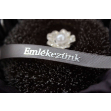 Szürke szatén szalag "Emlékezünk" felirattal 1cm szalag, masni